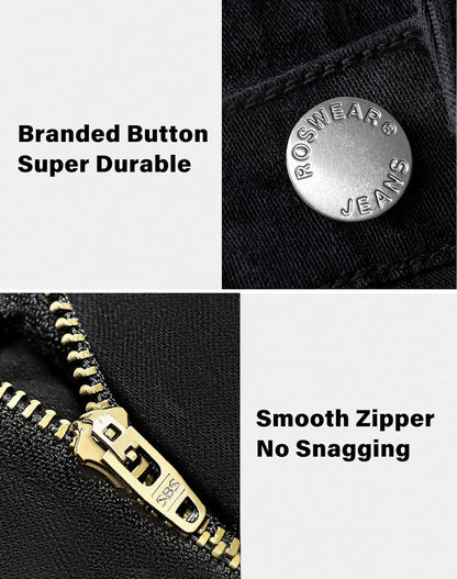 roswear Women's Essentials Ripped Mid Rise Destroyed Skinny Jeans